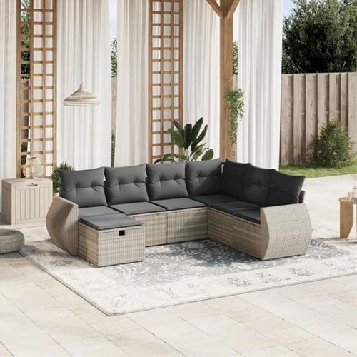 Vidaxl Gris/Clair Salon De Jardin 7 Pcs - Image 3