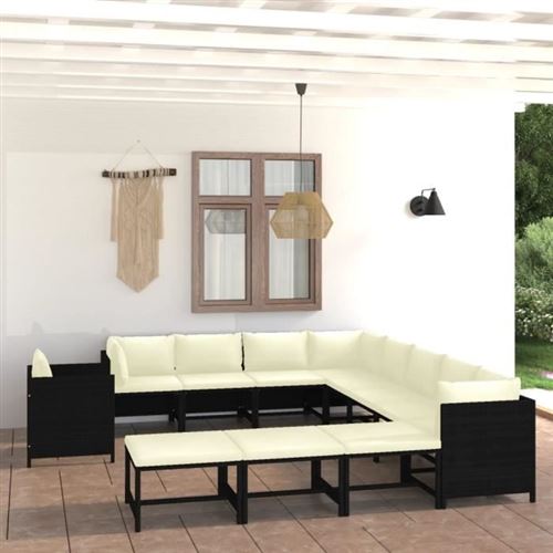 Non Communiqué Noir Salon De Jardin Modulable Vidaxl Polyethylene 3 Pieces 2 Personnes