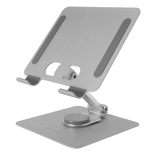 Support 2en1 pour Tablette et Tablette Convertible jusqu'à 13 Mars Gaming MA-RST, Hauteur et Angle Réglables, Pliable, Antidérapant, Gris Argenté