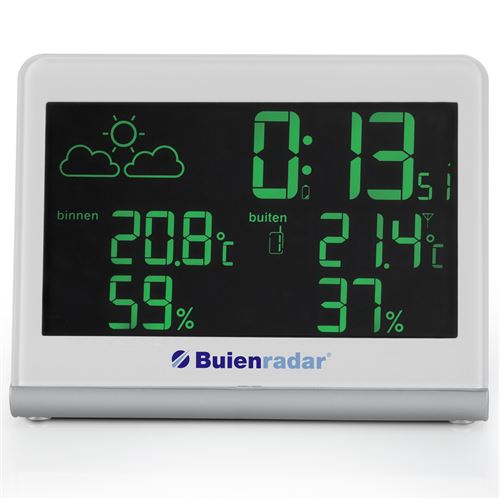 Buienradar station m&eacute;t&eacute;o avec capteur ext&eacute;rieur sans fil BR-600 Gris