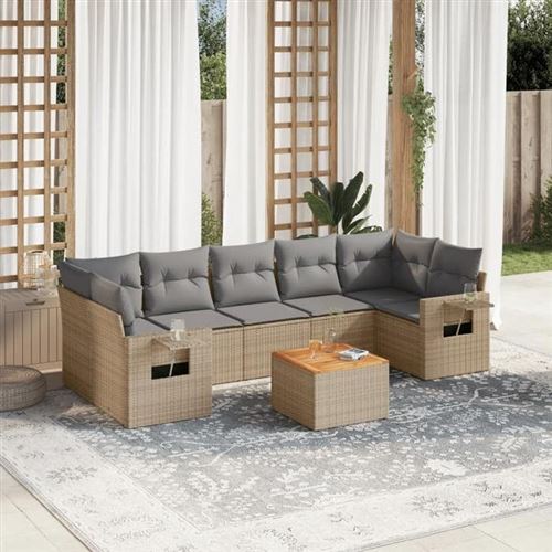 Vidaxl Beige Salon De Jardin 8 Pcs - Image 3