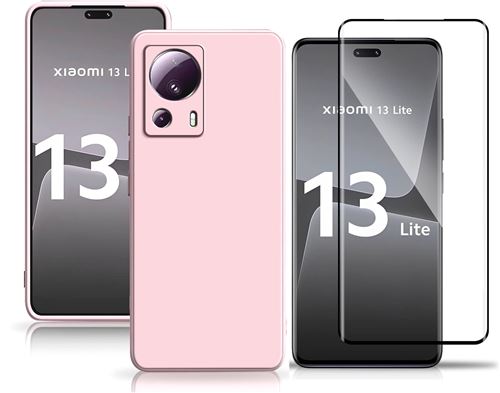 Coque Silicone Rose + Verre Trempe Pour Xiaomi 13 Lite Little Boutik©