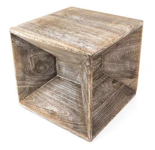 Non Communiqué Gris Table D Appoint En Bois Cube