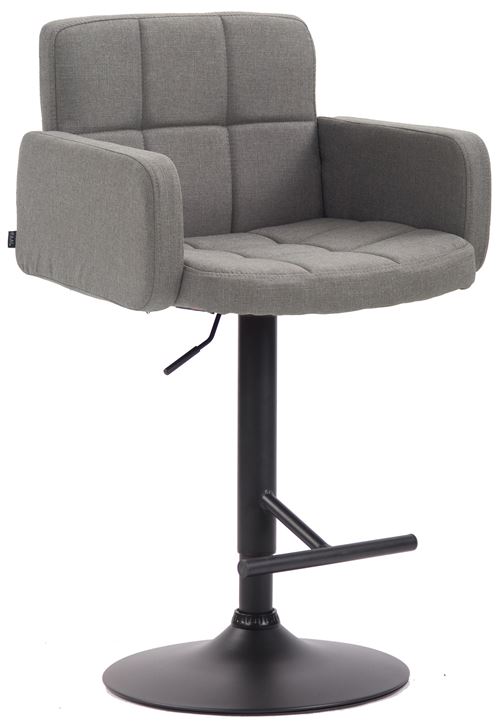CLP Tabouret de bar Los Angeles tissu avec pied en métal , Gris/Noir