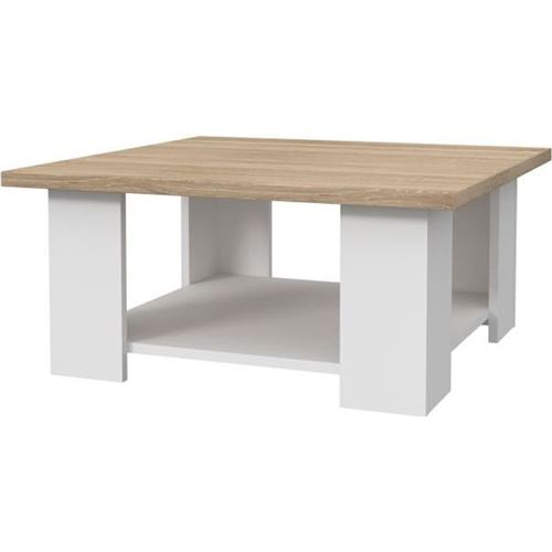 PILVI Table basse - Blanc et chene sonoma - L 67 x P 67 x H 31 cm