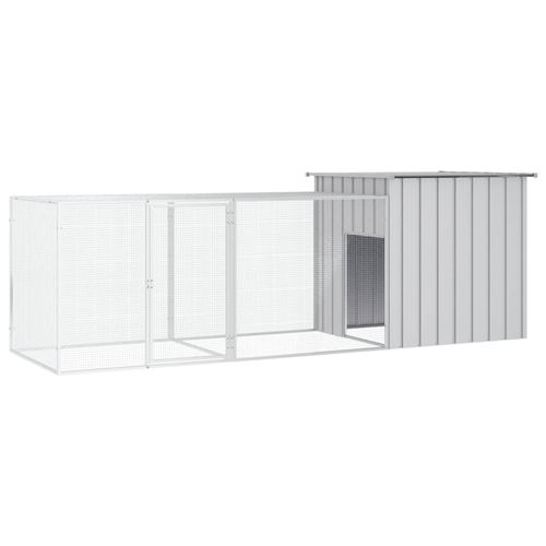 vidaXL Cage pour poules Gris 300x91x100 cm Acier galvanisé