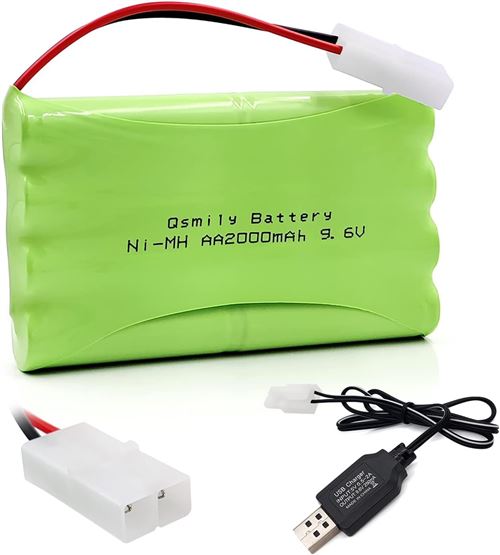 Batterie Rechargeable 2400mAh 4.8V AA Ni-MH avec Connecteur SM 2P pour HY800 F1 F3 Bateau RC Bus RC, Câble USB SM 2P