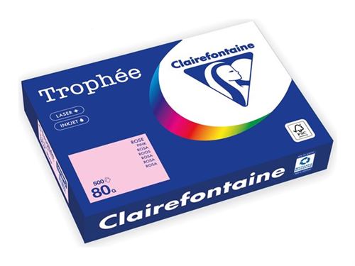 Clairefontaine Trophée - 107 micromètres - rose - A4 (210 x 297 mm) - 80 g/m² - 500 feuille(s) zéro plastique - papier teinté