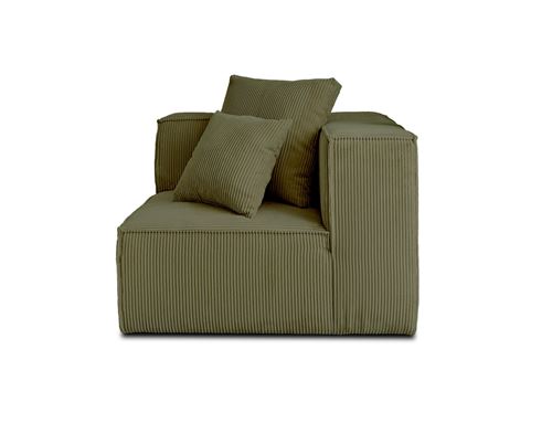Non Communiqué Vert Colombine - Module D'assise D'angle Réversible - En Velours Côtelé