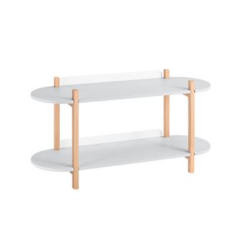 SoBuy Étagère de Rangement 2 Niveaux en Bois, Console de Table Grise - 1