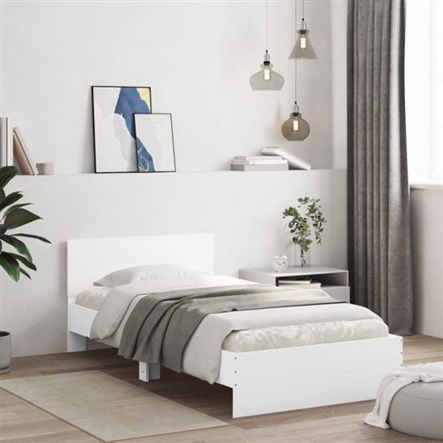 Non Communiqué Blanc Cadre De Lit Sans Matelas Avec Tête De Lit 100X200 Cm