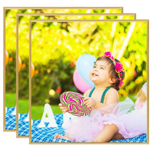 vidaXL Collage de cadres photo 3 pcs de mur table Doré 50x50 cm MDF