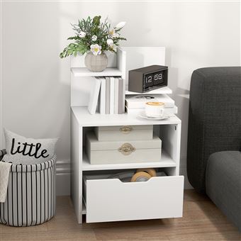 Tables de chevet 4 pcs avec 2 tiroirs MDF Blanc - Table De Chevet