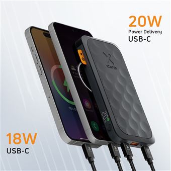 Batterie Externe 10000mAh 20W 2x USB-C plus USB Écran LED Design Compact Xtorm Noir
