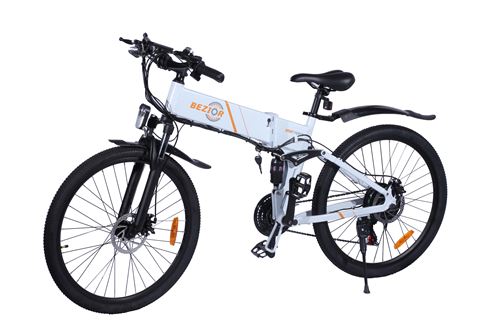 Vélo électrique pliant Bezior M26 blanc - Pliable, 26, 500W, Batterie amovible 48V 10Ah