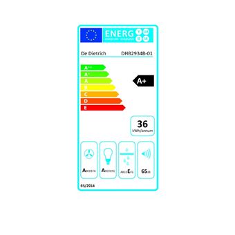 Hotte décorative murale 90cm 65db 540m3/h noir De Dietrich DHB2934B
