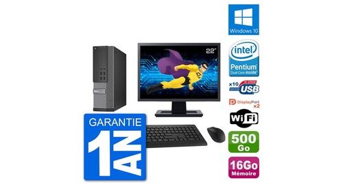 Pc dell 7020 sff ecran 22" g3220 ram 16go disque dur 500go windows 10 wifi