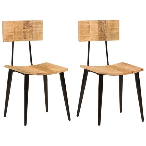 Non Communiqué Marron Lot De 2 Chaise Vidaxl H. 80 Cm Non Empilable Non Pliable En Bois Interieur