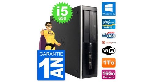 Pc hp 8100 elite sff intel core i5-650 ram 16go disque dur 1to windows 10 wifi