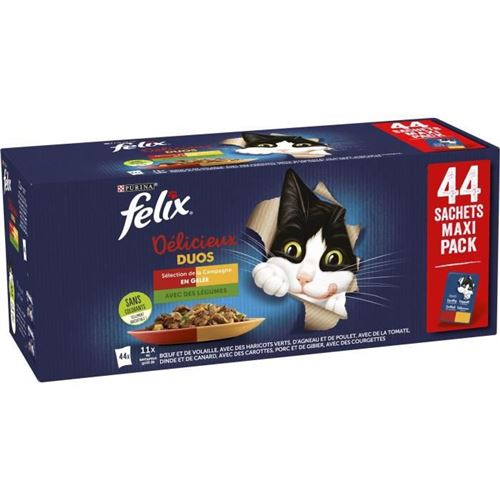 FELIX D&eacute;licieux Duos en Gel&eacute;e Campagne L&eacute;gumes 44x85g