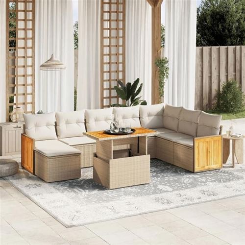 Non Communiqué Beige Salon De Jardin Modulable Vidaxl Rotin 9 Pieces 62 X 55 X 69 9 Personnes