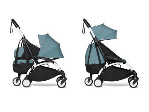 Babyzen - Poussette YOYO2 cadre blanc pack 0+ 6+ et YOYO+ bag bleu aqua