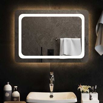 vidaXL Miroir de Salle de Bain à LED Miroir de Maquillage Lumineux Coiffeuse Cosmétique Décoration de Toilette Maison Intérieur 70x50 cm - 1