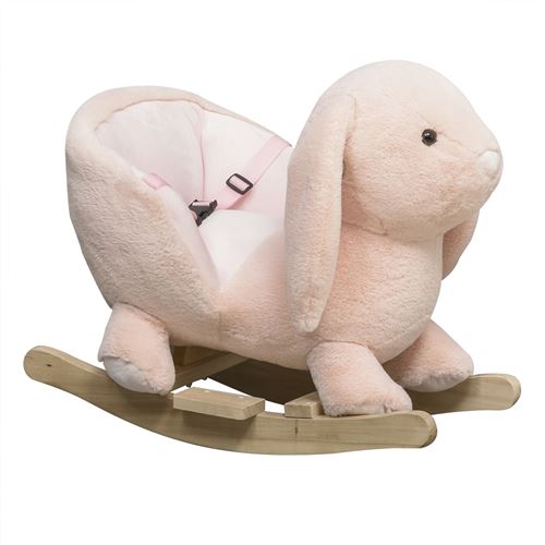 Cheval à bascule jouet à bascule lapin fauteuil intégré ceinture de sécurité fonction sonore clapissement rose