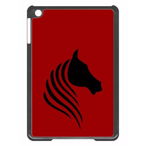 Coque tablette My-Kase pour iPad mini 2 - cheval fond bordeaux - Plastique Noir
