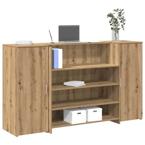 Vidaxl Bureau Réception Chêne Artisanal 180X50x103,5Cm Bois Ingénierie, Comptoir De Réception, Réception De Salon, Comptoir 3324177 - Image 2
