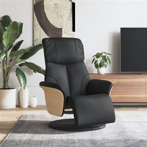 vidaXL Fauteuil réglable avec repose-pieds similicuirnoir