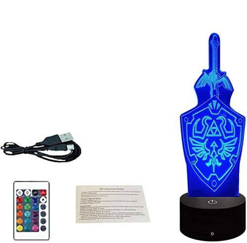 Legend of Zelda Veilleuse 3D Lampe de chevet, Chargement USB FONGWAN décoration de chambre