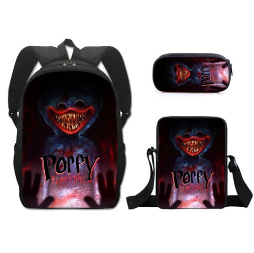 Set de 3 pièces Sacs à Dos Poppy Time Noir/Rouge 012