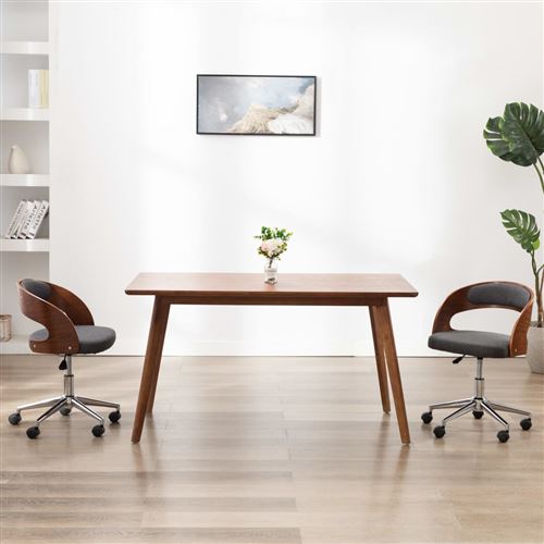 VidaXL Chaise de Bureau Pivotante Incurvée Bois/Gris - Image 3