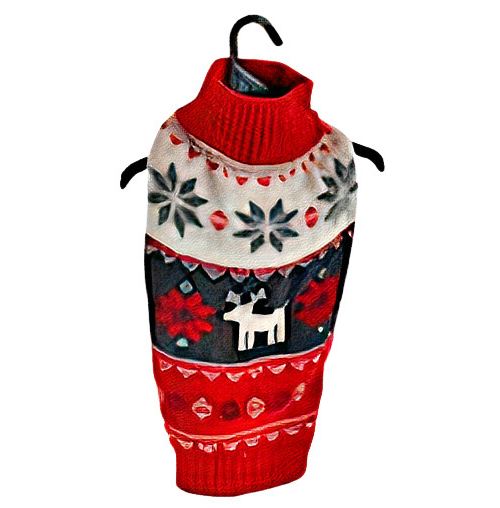 Pull pour chien en laine rouge Cerf Plushland
