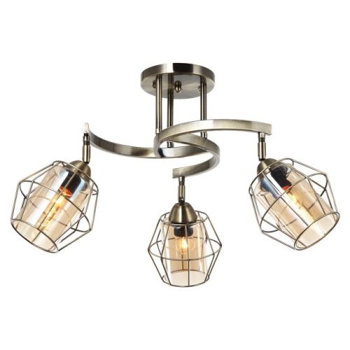 HOMEMANIA Spot Letty - Lampe murale - Lampe de plafond - Or en Métal, Verre, 44 x 44 x 36 cm, 3 x E27 , Max 40W