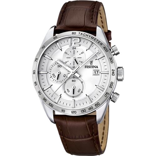 Montre Festina F16760-1 - Montre Marron Argent Cuir Festina Montres