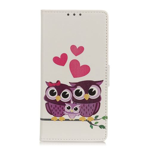 Etui en PU support d'impression de patrons famille des chouettes pour votre Samsung Galaxy A10