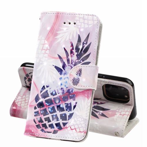 Etui en PU Revêtement de style d'impression 3D ananas pour votre Apple iPhone XR 6.1 pouces (2019)