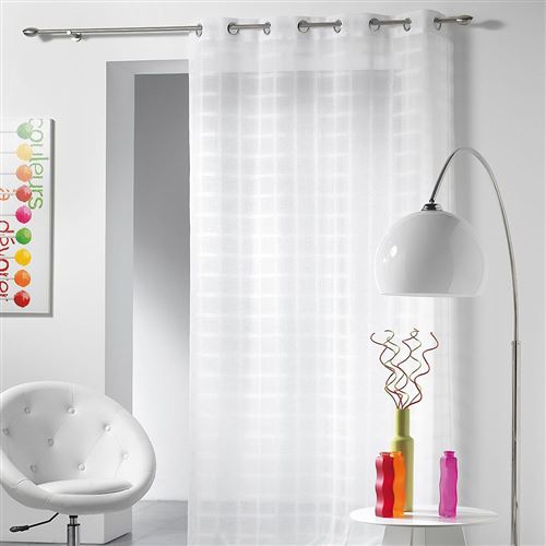 Panneau a oeillets 140 x 240 cm voile sable candide Blanc Douceur d'Intérieur