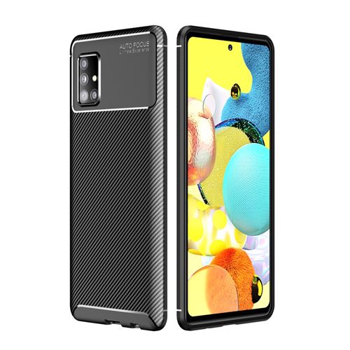 Coque en TPU peau en fibre de carbone résistante aux chutes noir pour votre Samsung Galaxy A51 5G SM-A516