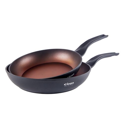 Lot de 2 poêles à frire en aluminium forgé de haute qualité, antiadhésives, 24 - 28cm / 4mm