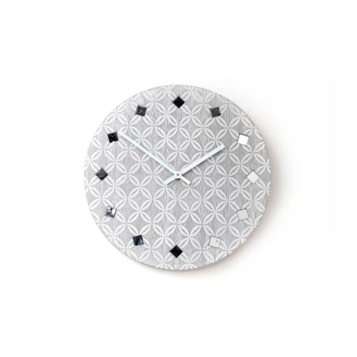 Pendule géo avec strass - 30 cm - Grise