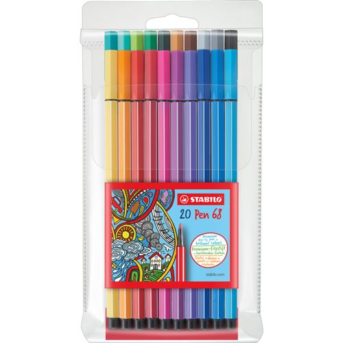STABILO Feutre Pen 68, étui en plastique de 20