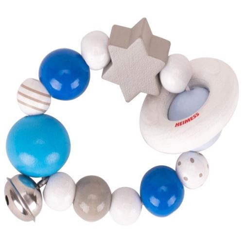 Hochet flexible bleu, gris, blanc