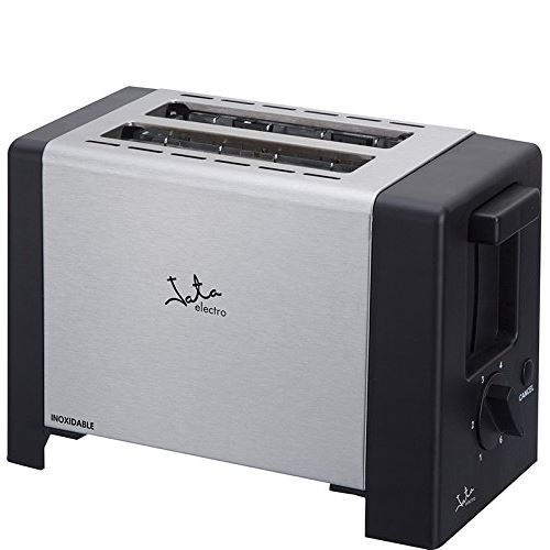JATA TT607 Grille-Pain avec Corps en Acier Inoxydable et 2 Fentes Extra Larges 800 W Gris Extrémités Noires