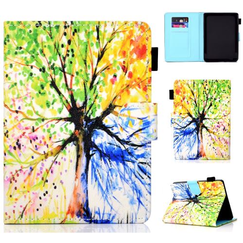 Etui en PU titulaire de la carte arbre coloré pour votre Amazon All-New Kindle (2019)