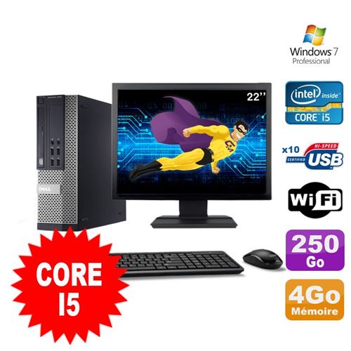 Pc dell optiplex 990 sff i5-2400 3.1ghz 4go 250go dvd wifi w7 ecran 22' État correct - Dell reconditionné disponible sur Fnac