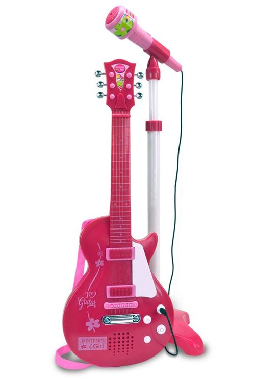 Bontempi guitare rock électronique avec microphone 112 cm rose