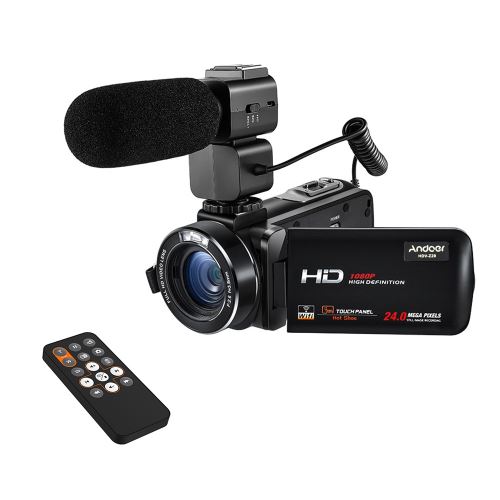 Andoer Caméra Vidéo Numérique / Caméscope HDV-Z20 24MP WiFi 16X Zoom + Microphone Télécommande + 3.0 Rotatif LCD Écran Tactile